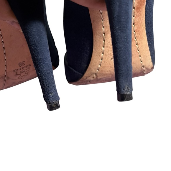 Alice + Olivia Pumps High Heels Dina Blue Suede Leather Pointy Toe size 38 - Picture 7 of 13